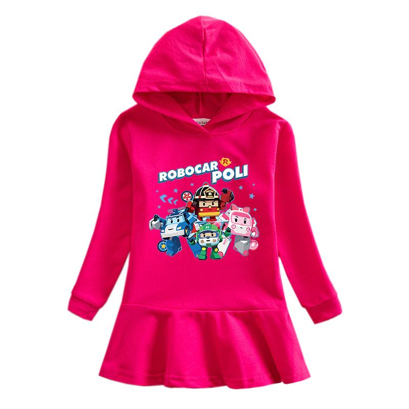 Spring & Autumn Ruffle Cartoon Rainbow Hooded Long Sleeve Princess Dress for Girls