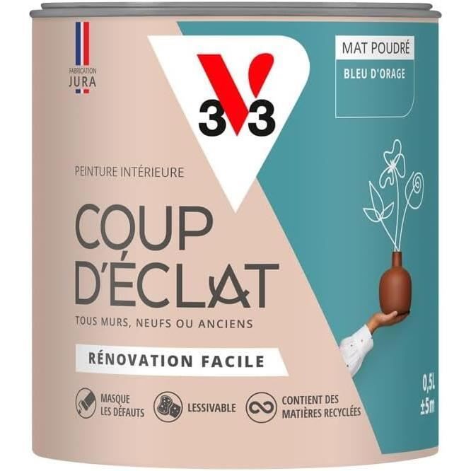 V33 Peinture murale intérieure Coup d'Éclat Bleu d'orage Mat Poudré 0,5L