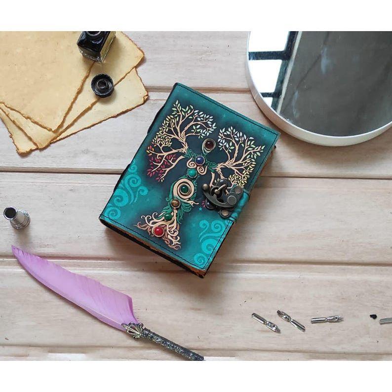 Mother of Earth - Seven Stone - Blank Spell - Book of Shadows - Handmade Grimoire Journal - Junk Journal - Tree of Life Journal