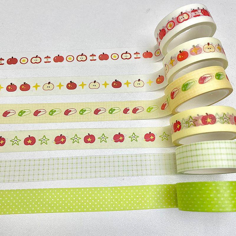 6pcs/lot Strawberry Apple Fruit Tape Cute Cartoon Creative Decorative Washi Tape School Stationery