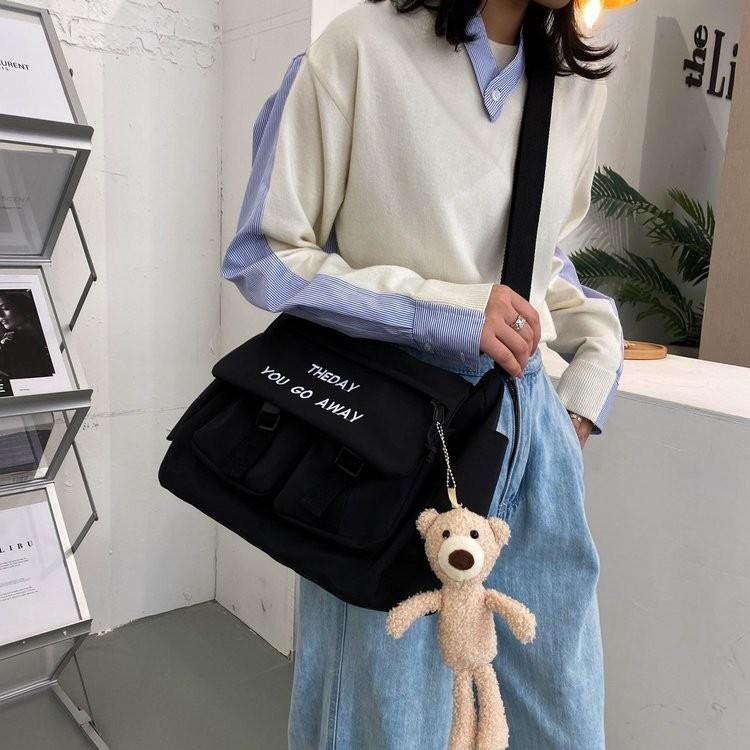 Trendy Casual Nylon Canvas Crossbody Bag For College Girls With Large Space