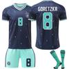 2026 FIFA Mistrovství světa Německo Venkovní #8 GORETZKA Sportovní tréninkový dresový set se socks Dospívající Děti Dospělí Vlastní jméno Fotbalové soupravy
