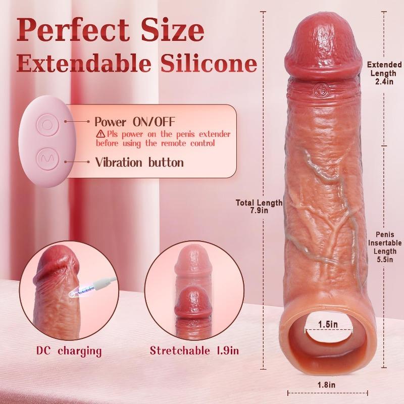 Penis Set Vibrator, Real Life Version, Adult Male Sex Toy, Penis Extender, Vibrating Rooster Ring, Elastic Penis Ring, Suitable for Male Couples