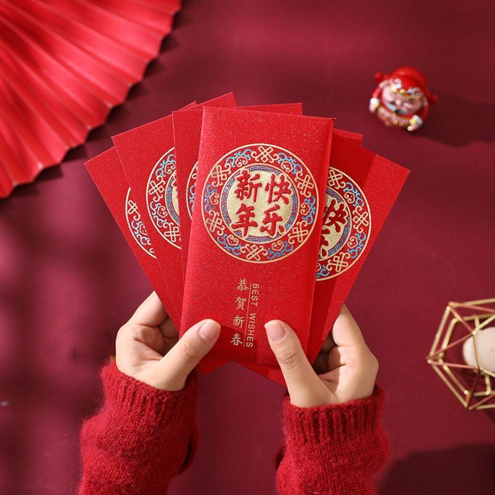 6PCS Chinese Style New Year Red Envelope Red Pocket Money Pocket  Spring Festival