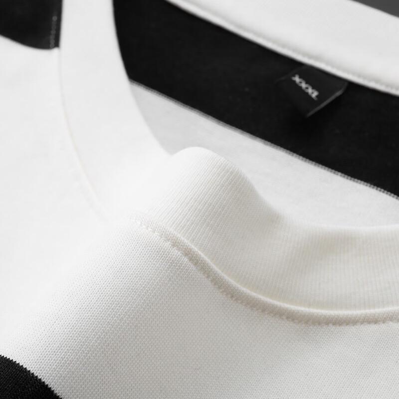 Men's Plus Size Striped Cotton Blend Round Neck T-Shirt