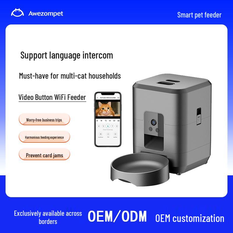 Intelligenter Futterautomat für Haustiere mit Videotaste und WLAN für Katzen und Hunde