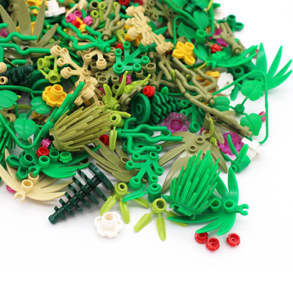 MOC Pflanzen Zubehör Steine Gras Baum Blatt Blume Busch Dschungel Bausteine Stadt Haus Straße Kinder Puzzle Zusammenbau Spielzeug
