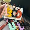 Keychain Pendant Imitation Leather Macaron Color English Letter Design Bag Charm Backpack Car Accessories