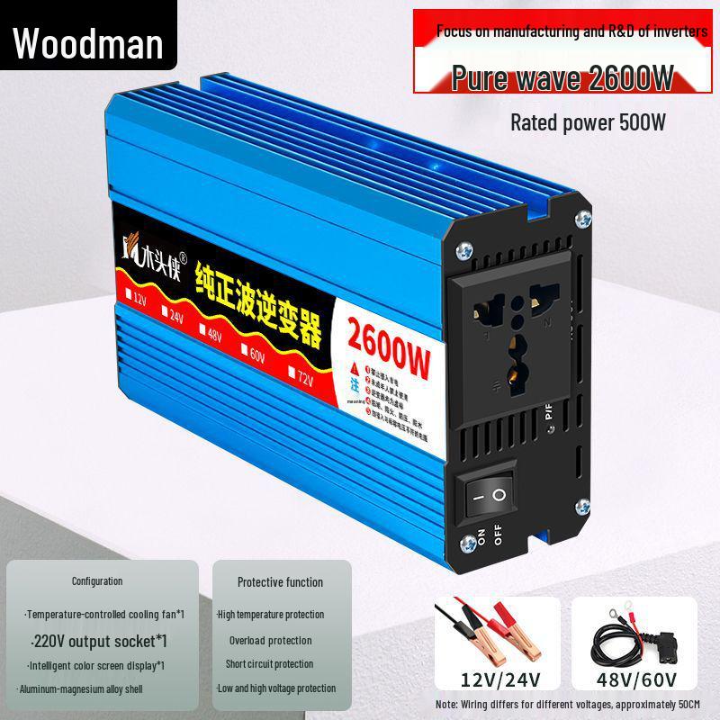 High-Power Inverter 12V/24V/48V/60V to 220V, 3000W/4000W/5000W for Car/Home Use