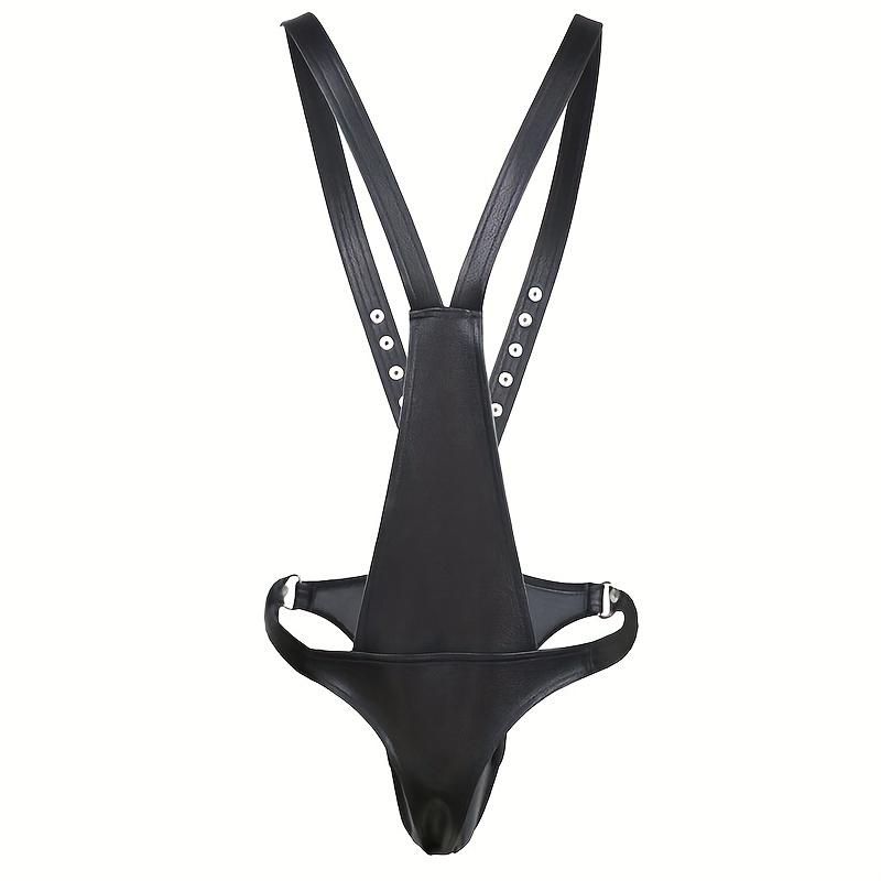 1pc BDSM Men's Erotic Adult Tight Leather Chest Strap Men's Clothing Tight Package Bondage Clothes Penis Chastity Pants Leather Suspenders Pants