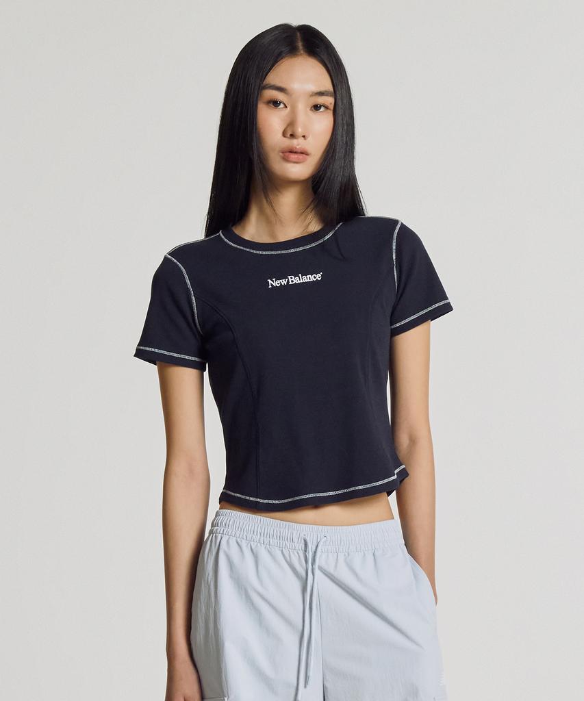 Nyuballanseu Nbneg3W652 / Women Essential Ribbed Short Sleeve Tee (Navy)