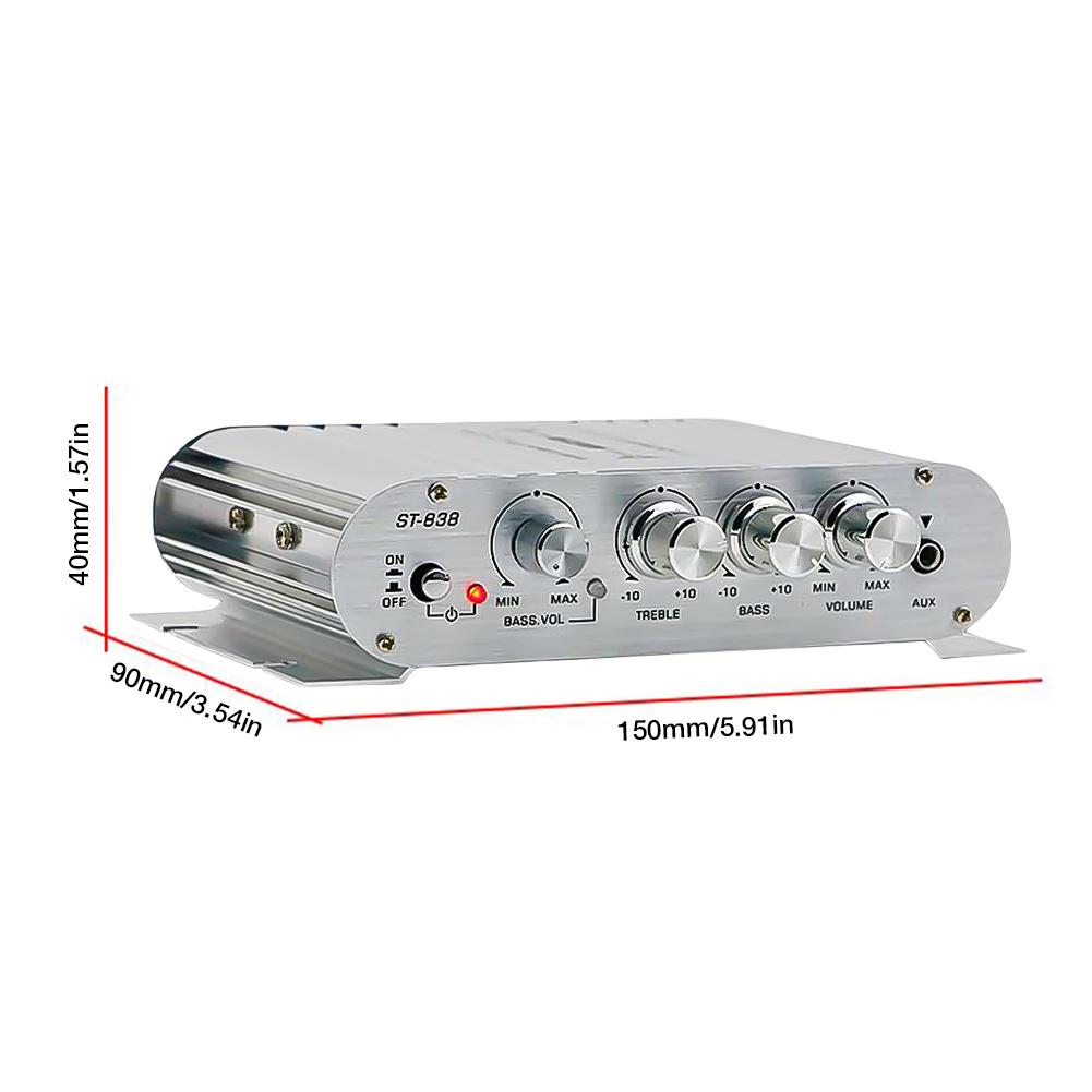 ST-838 Home Theater Amplifiers Stereo Bass Sound Car Home Amp Media Player Subwoofer Amplifier HiFi 2.1 Channel Power Amplifier