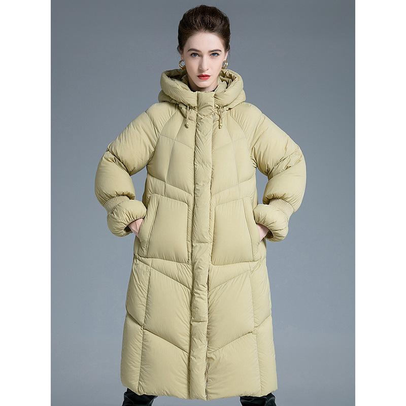 European down jackets for women's new high-end fashion over the knee hooded long thickened winter popular coat tide