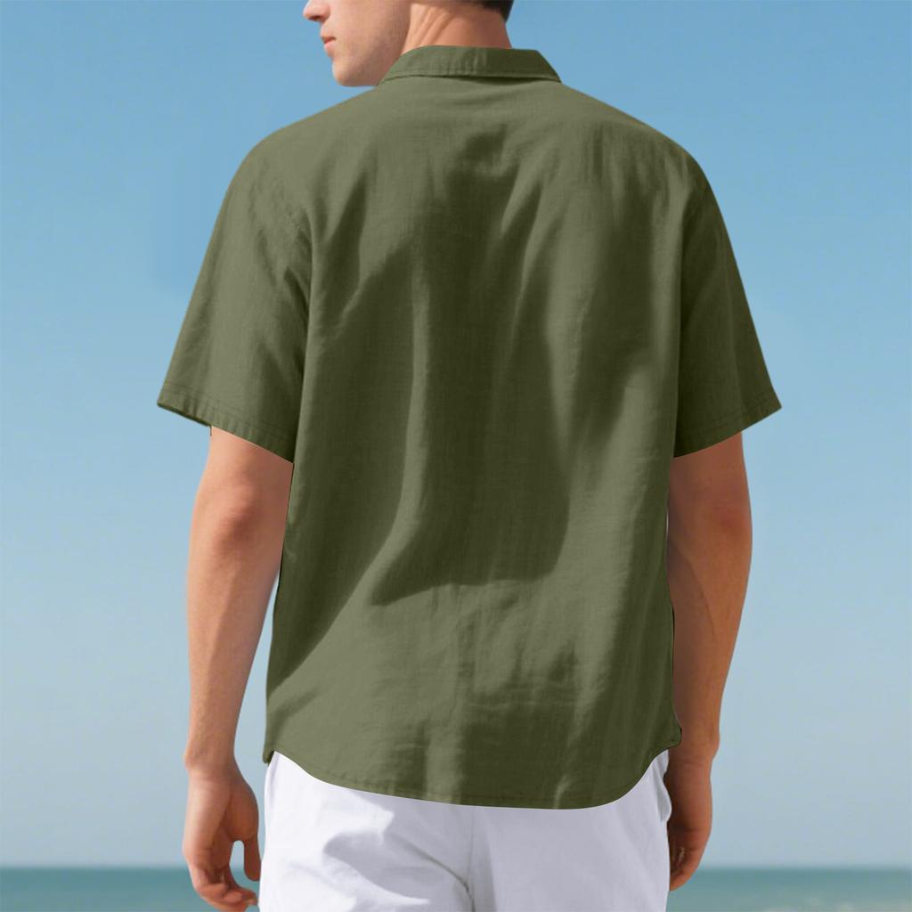 Men's Woven Fabric   Breathable   Business Short-sleeved Large-sized Shirt