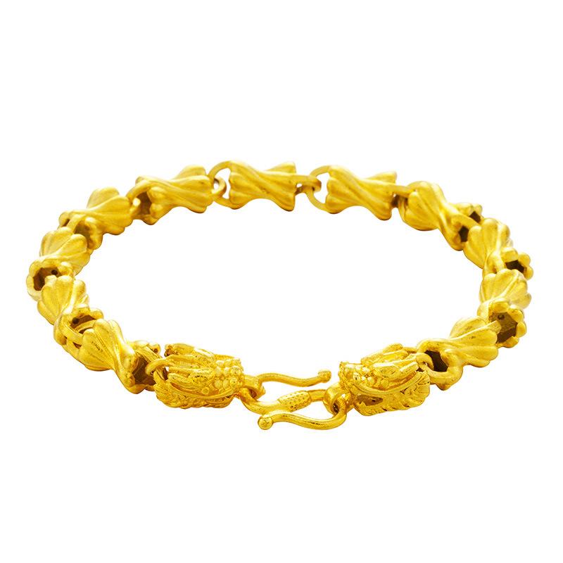 Sand Gold Dragon Head Bracelet Solid Model Vietnamese Sand Gold Men's and Women's Bracelet Jewelry Accessories Female