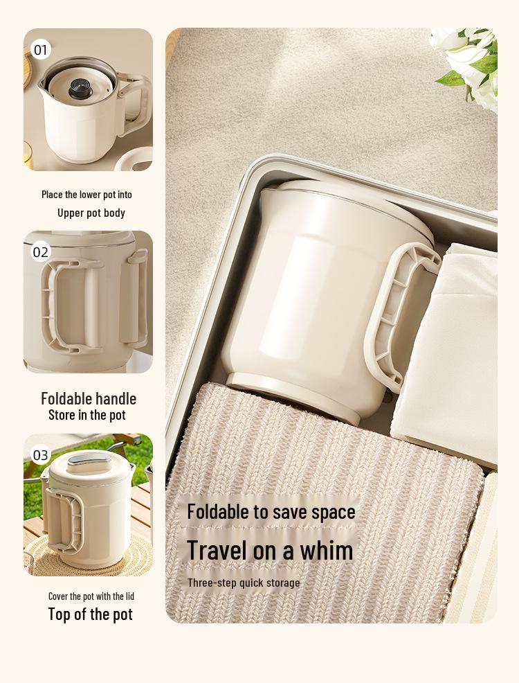 Tragbare Multifunktionale Faltbare Elektrische Wasserkocher - 304 Edelstahl, Ideal für Outdoor-Reisen
