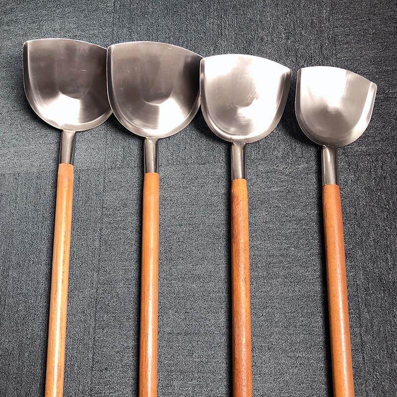 Extra Large Stainless Steel Stir-fry Shovel with Wood Handle