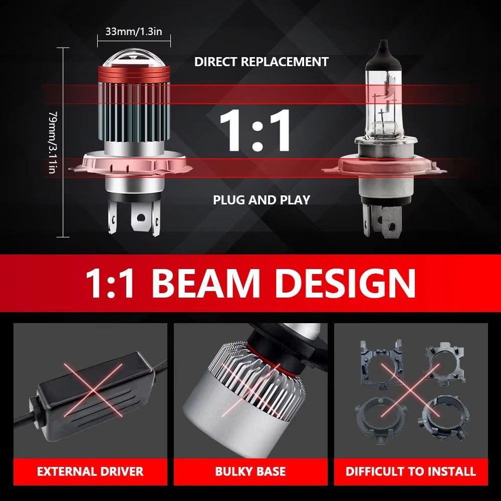 H4 LED H6 BA2D H4 Scooter Spotlights High Low Beam Motorbike Spotlights Bulb  Motorcycle Lighting