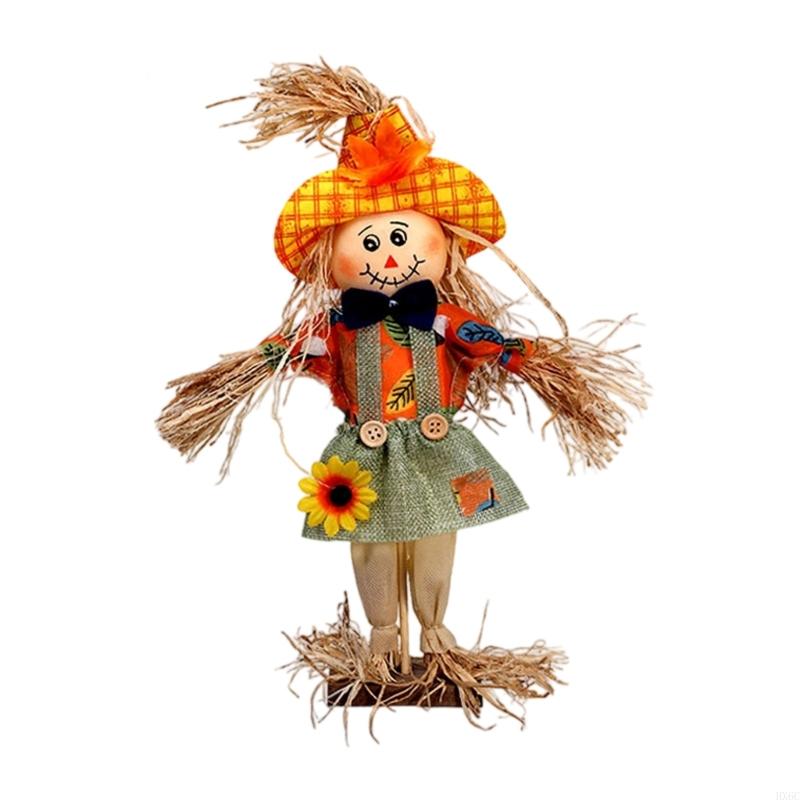 Ručně vyráběná slámová strašidelná dekorace čarodějnice na Halloweenskou párty, středový prvek stolu HX6C