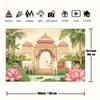 2D Traditional Pichwai Backdrop, Cow Temple Background for Indian Wedding Photoshoot