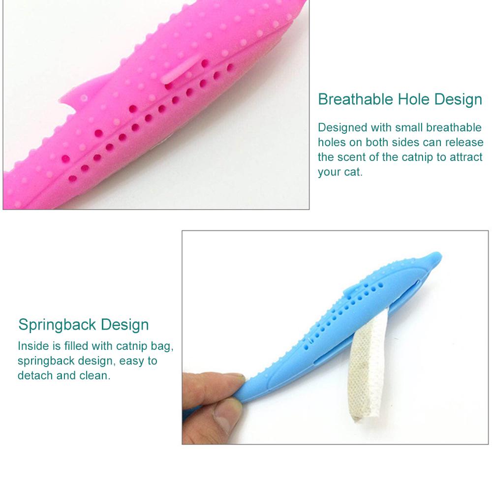 Cat Catnip Toys Fish Shape Toothbrush with Catnip Silicone Molar Stick Teeth Cleaning Playing Chew Toy Pet Supplies