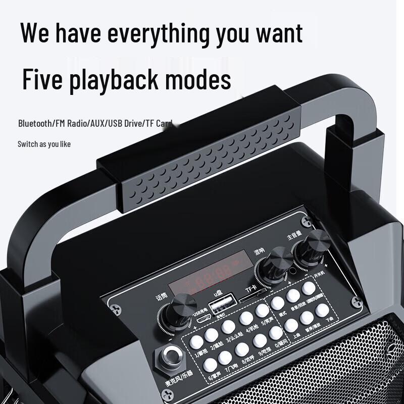 Newsmy K98 Portable Bluetooth Trolley Speaker with Wireless Microphones CN plug (adapter included)