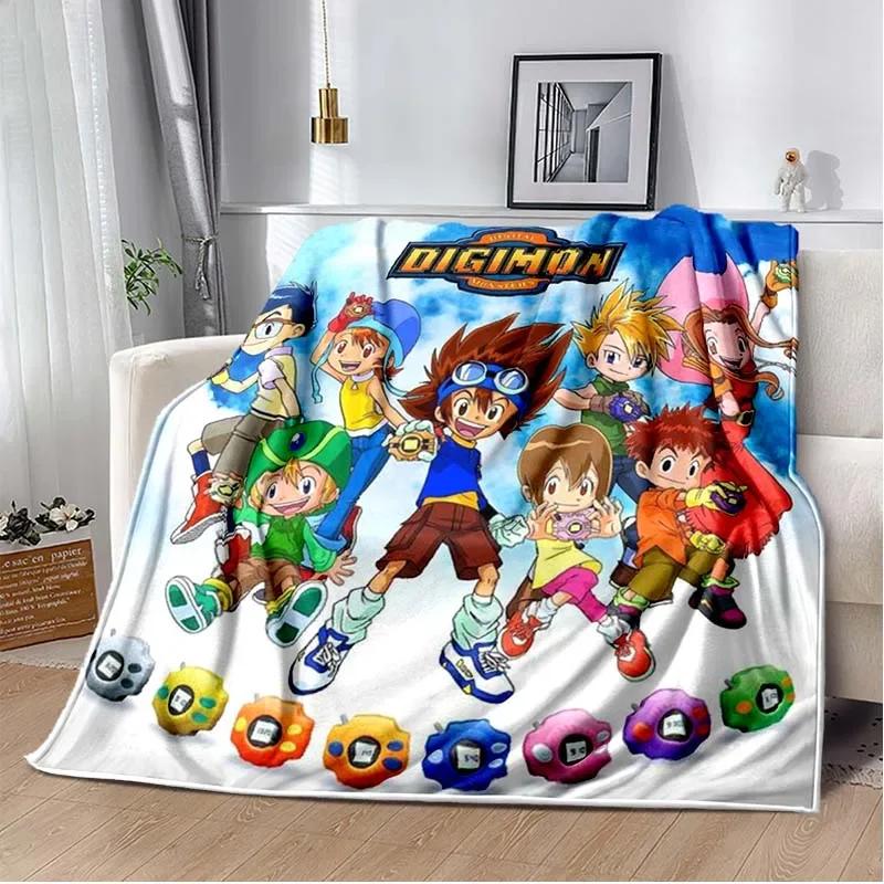 Japane Cartoon D-Digimon Throws Blanket Sofa Hiking Picnic Super Soft Quilt Bed Thermal Cute Anime Flannel Blanket Birthday Gift