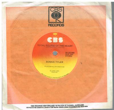 7palcová deska BONNIE TYLER - Total Eclipse Of The Heart BA223049 CBS 1983 Nový Zéland Taneční a Elektronická Použitá