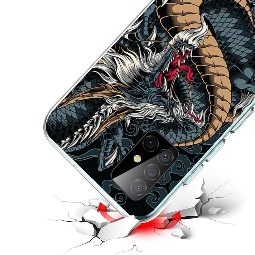Asian Dragons Animal Tattoo Cover Phone Case For Samsung Galaxy A12 A22 A32 A52 A72 A02S Phone Case Note 20 Ultra 10 S10 Plus A5