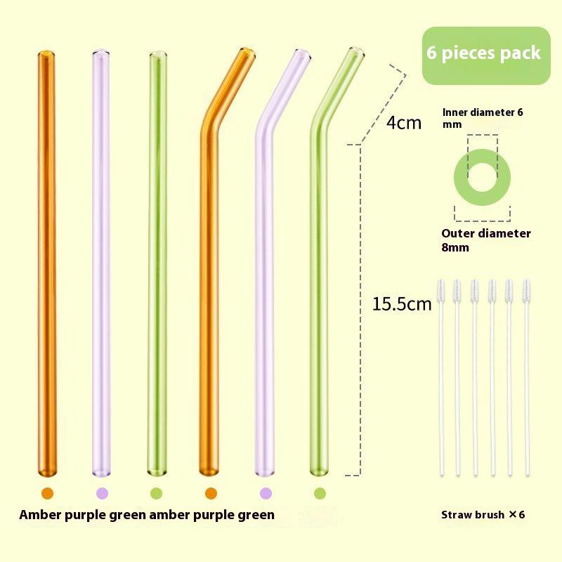 Gianxi Colored High-Value Glass Straw Non Disposable High Temperature Resistant Food Grade Transparent Drinking Glass Straw