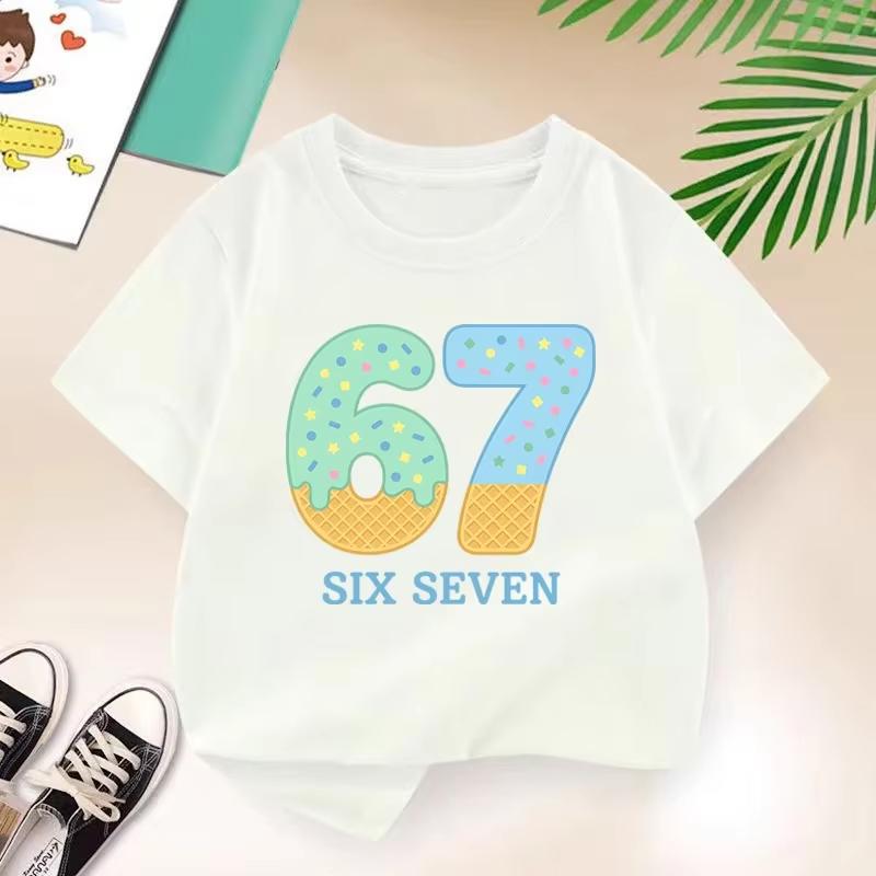 Kids Ice Cream SIX SEVEN Number 67 Graphic TShirt Soft Cotton Cute Wear for Boys Girlsdf0111