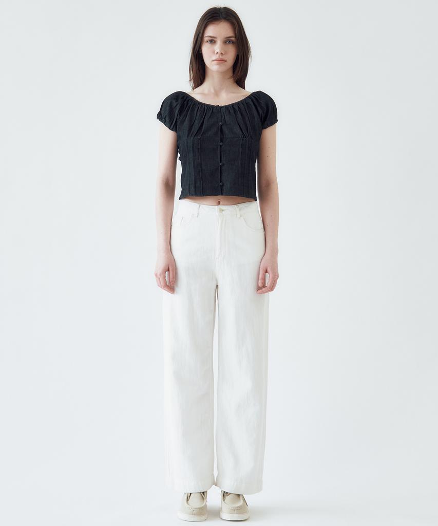 PLAC WOMEN Wide Linen Pants M36 White
