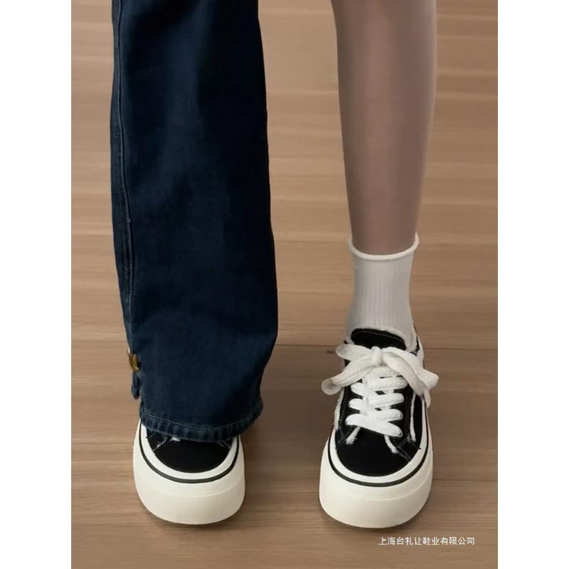 Versatile platform low-top canvas shoes women's new casual fashion student white shoes ugly cute big head board shoes