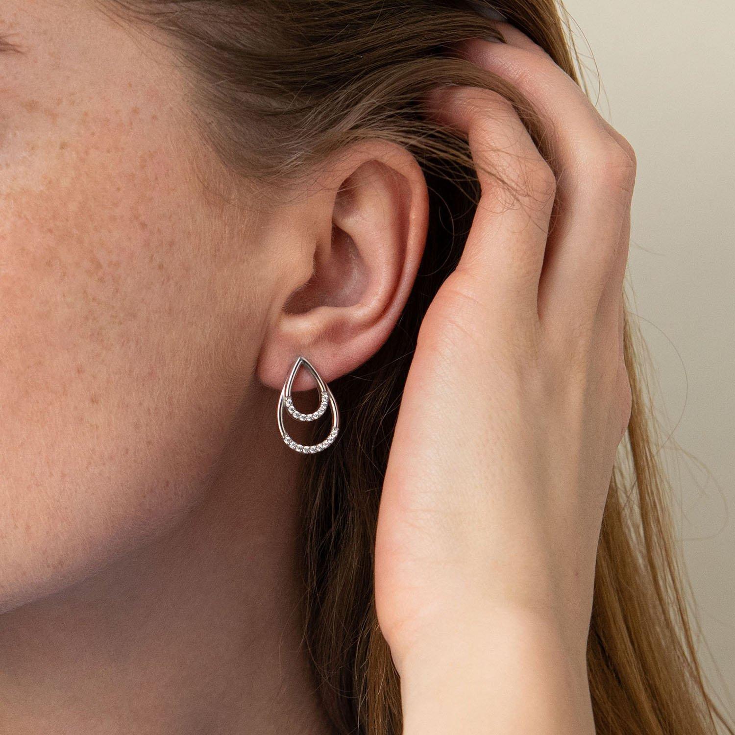 

Срібні сережки з фіанітами Oniks срібний