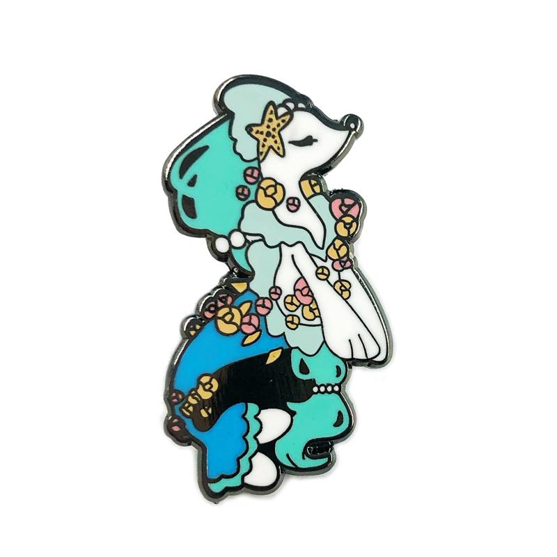 Kawaii  Floral West Sea Lion King Hard Enamel Pin Charm Mermaid Brooch Cartoon Sea Lion Badge Fashion Jewelry Gifts