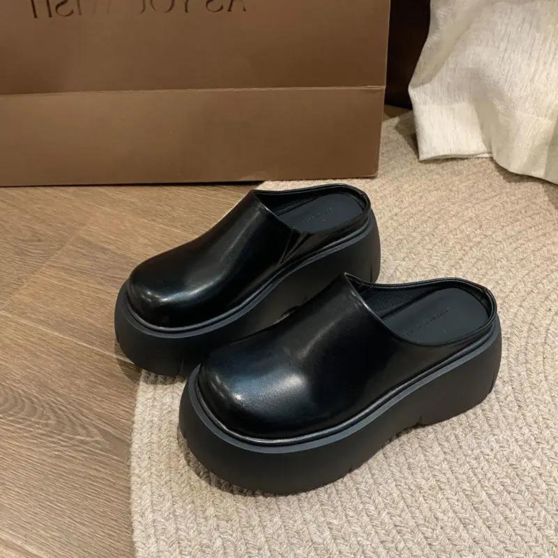 Fashion Spring Flats Platform Mules Shoes Women Slingback Slippers Shoes 2024 Designer Fad Sandals New Casual Walking Flip Flops Female