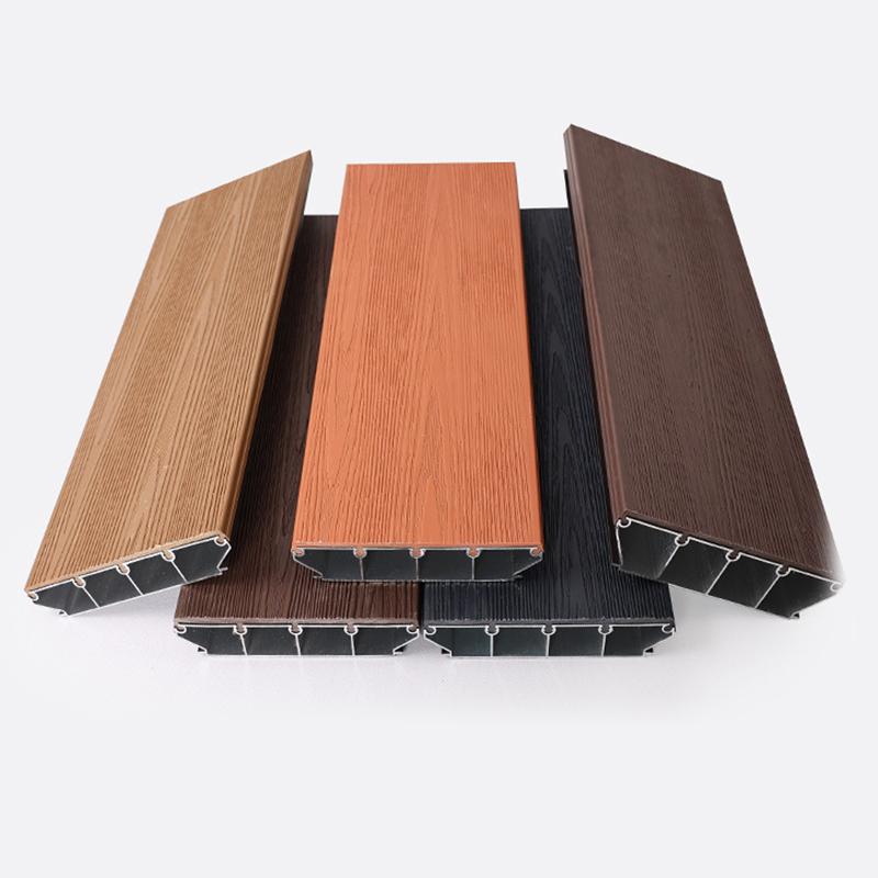 Modern Square Decking Flooring Wood Grain Aluminum with Waterproof and Anti-Slip Features for Courtyards