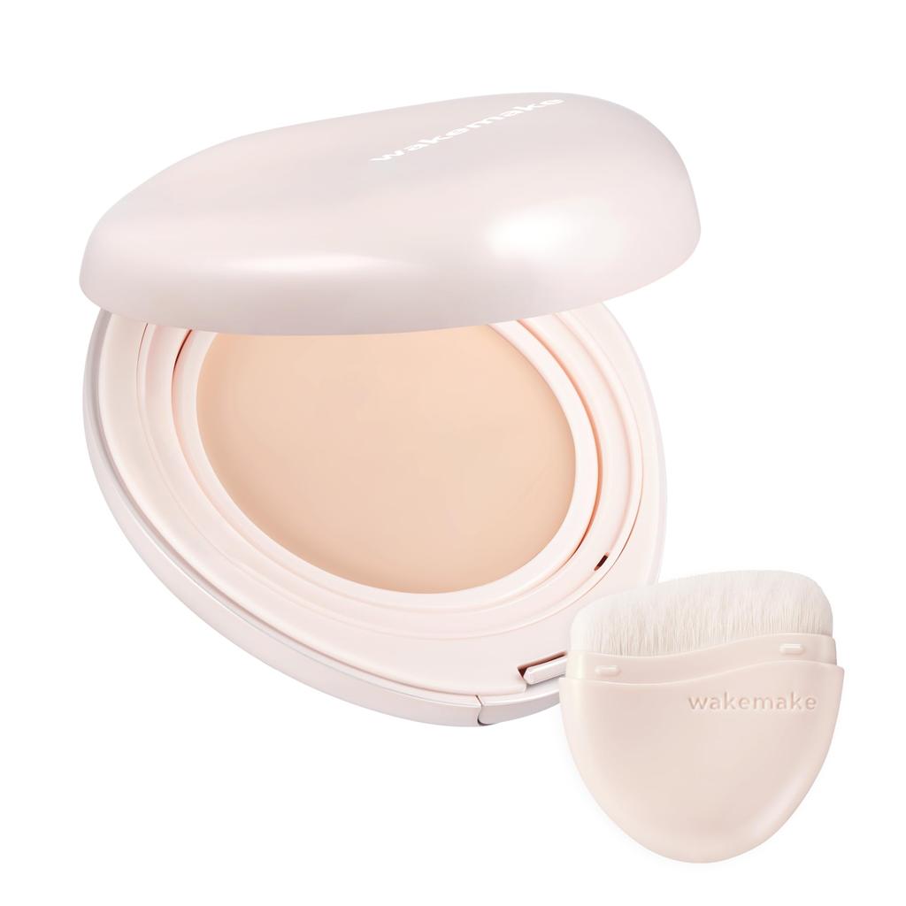 Wakemake Water Glow Coating Balm 03 Natural Beige Korean Cosmetics Balm Foundation Glowing Skin Close Moisturizing Bare Skin Feel Brush Included