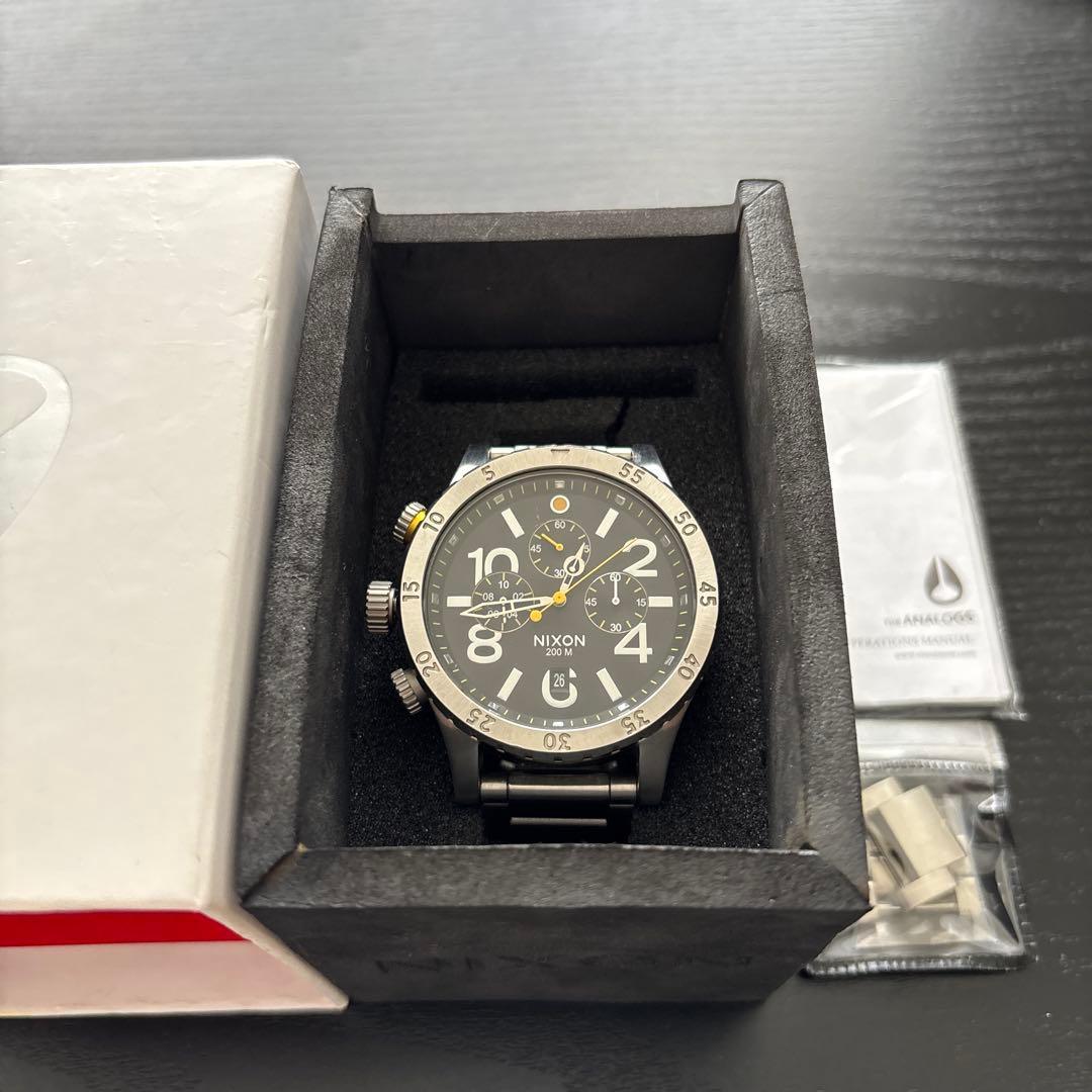 Used [Battery dead] NIXON watch 48-20 chronograph black x silver