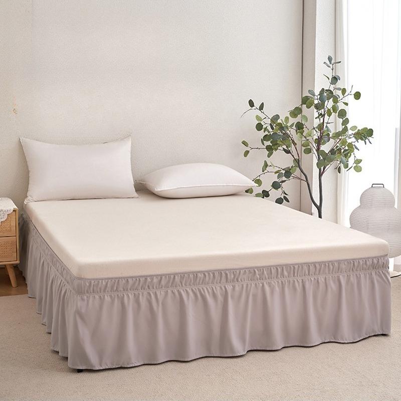 Elastic Band Anti Slip Bed Skirt Surrounding Bed Enclosure Protective Cover Wrap-around Soft and Breathable Non-slip Pleated Bed Skirt No Bed Cover