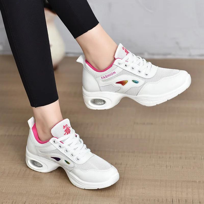 Women Dance Sneakers for Woman Jazz Shoes Mesh Modern Outsole Dance Sneakers Breathable Lightweight Dancing Fitness Shoes For