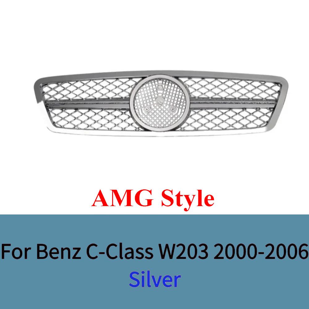 

For Mercedes C-Class W203 2000-2006 Front Grill Grille Mesh ABS Black Chrome Car Grille Tuning Accessories Facelift