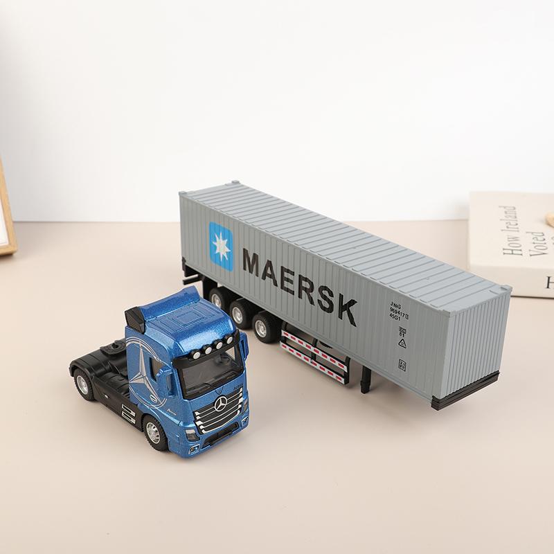 1:36 Diecast Alloy Truck Head Model Toy Container Truck Pull Back With Light Engineering Transport Vehicle Boy Toys For Children