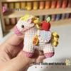 Handmade DIY Crochet Horse Keychain Pendant - Wooden Horse Doll Yarn Kit