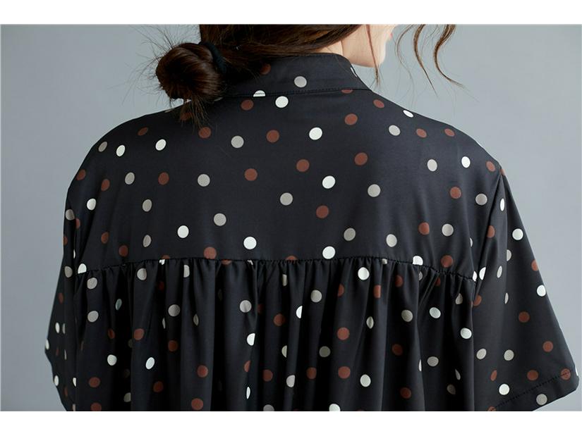 2020 Summer Korean Polka Dot Plus Size Long Shirt Dress
