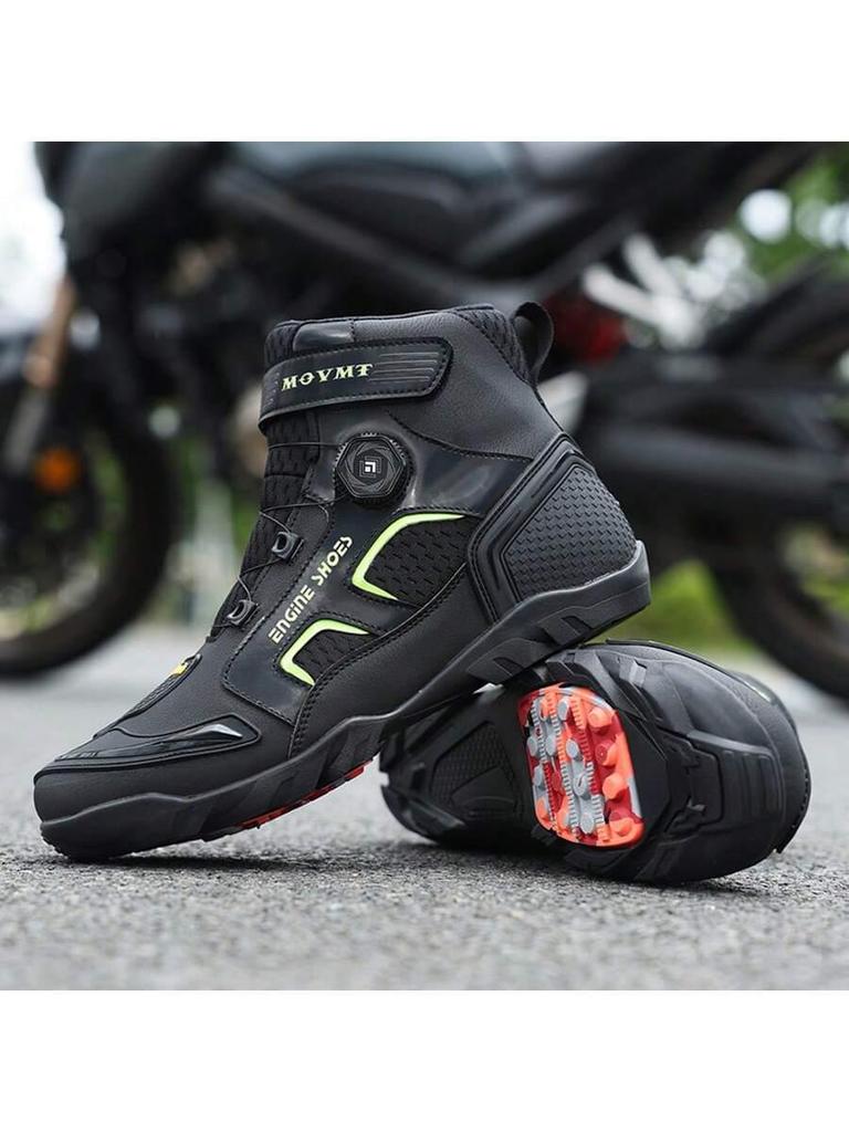 Rutschfeste Motorrad-Stiefel für Herren mit Gummisohle und Mikrofaser für Sport und Schutz