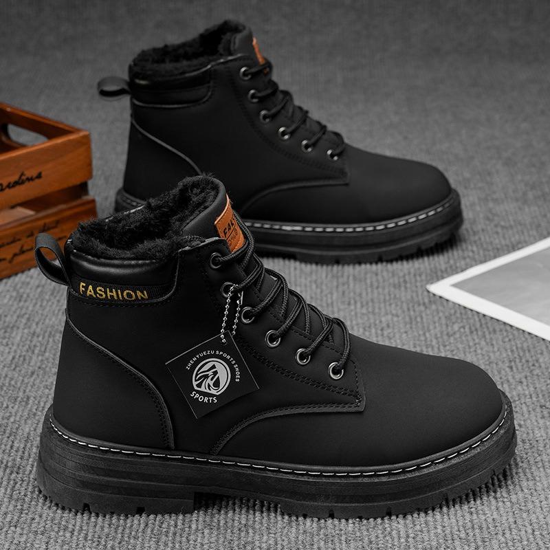 Martin Boots Men's Shoes Winter High-top Sports and Leisure Trend Tooling Velvet Thickened Cotton Shoes