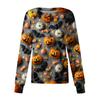 Women's Casual Long Sleeve Button Down Halloween Print Top for Costume Wear
