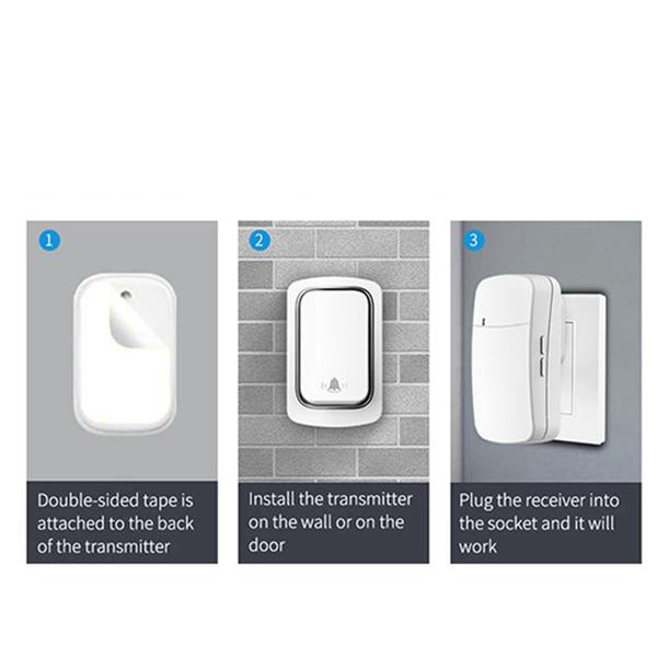 Wireless DoorBell QX-001 Ringer Self-powered Doorbell Home Waterproof With 38 Chimes Ring Bell 4-Volume Suitable for Home Office