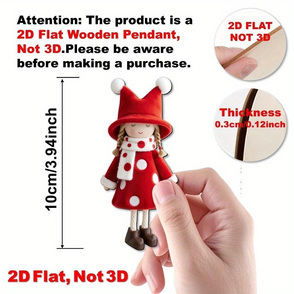 16/32pcs Wooden 2D Girl Doll Pendants 10cm Party Pendants New Xmas Tree Charm  Holiday Decor
